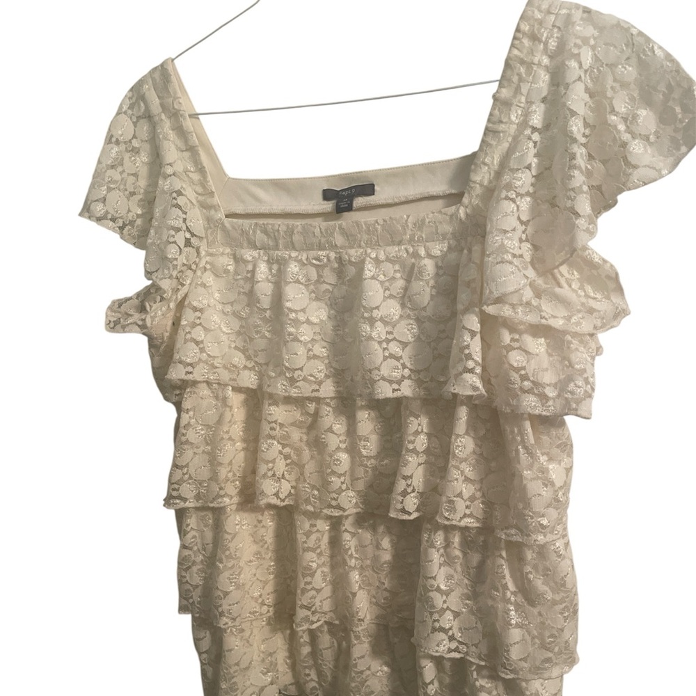 apt. 9 Cream Flutter Sleeve Tiered Blouse